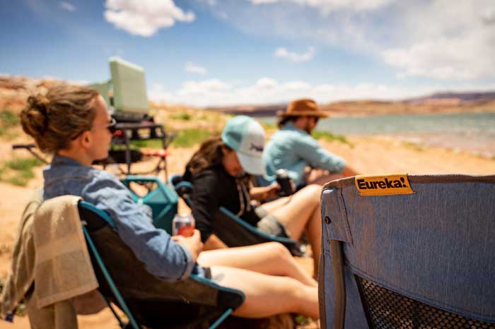 Campers relaxing by Lake Powell