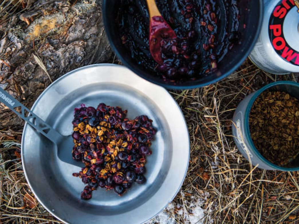 Blueberry Crisp Camping Dessert