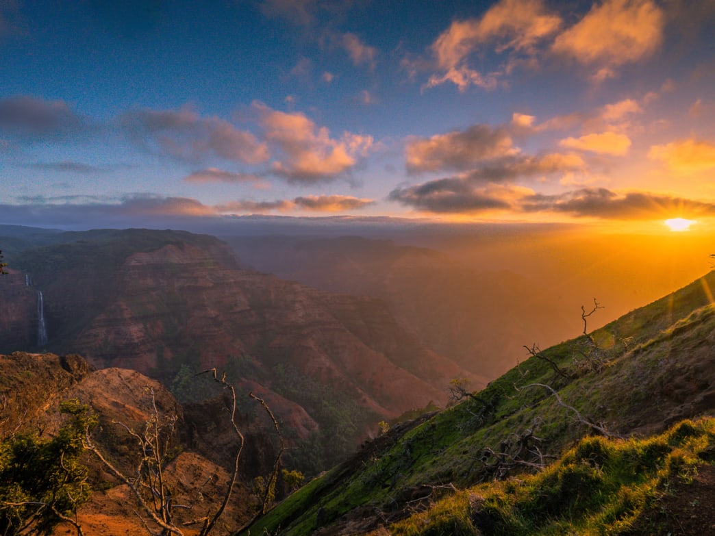 Scenic canyon view at sunset