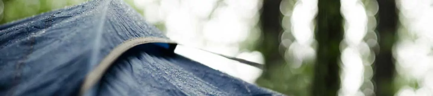 Close up of a tent in the rain