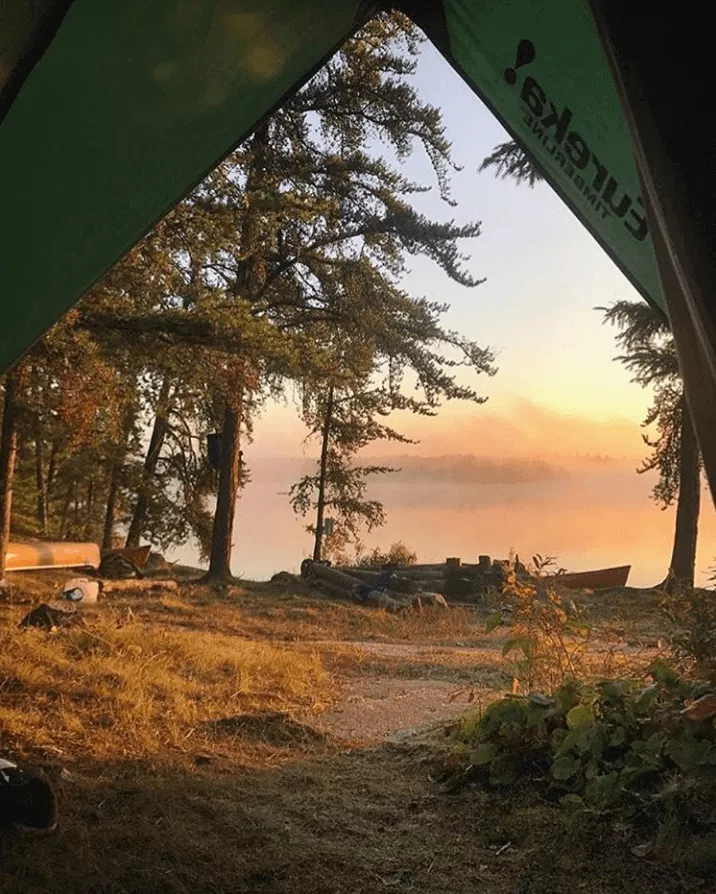 Sunset view from the door of a Timberline tent